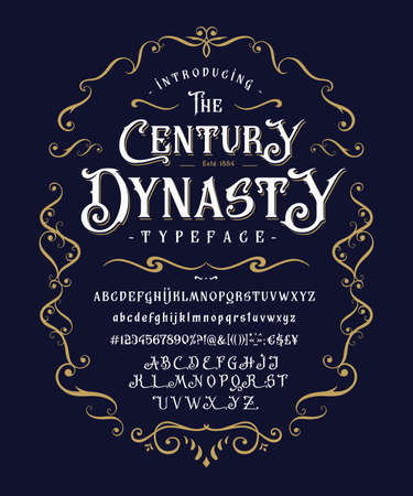 Font The Century Dynasty. Vintage design for logoのイラスト素材