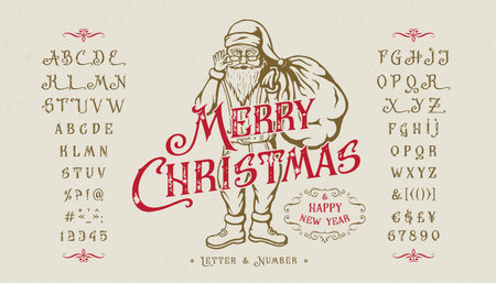 Font Merry Christmas vintage craft design for logoのイラスト素材