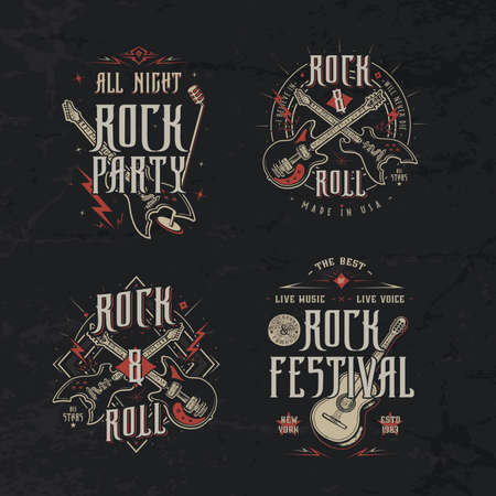 Badges Rock. Craft retro vintage print design.のイラスト素材