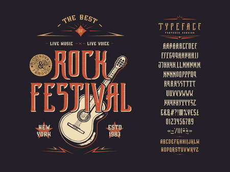 Font Rock Festival. Vector vintage typeface designのイラスト素材