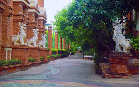 Pattaya, Thailand, June 12, 2013: Beautiful dragon sculptures on the street.