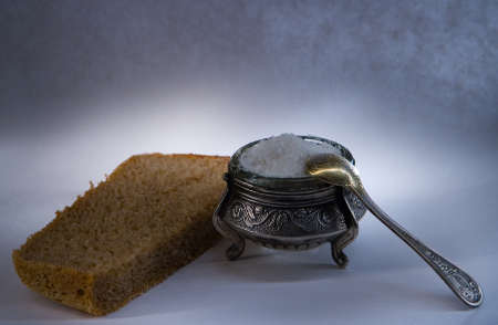Bread and salt. Still life in cold colors. Russia.の写真素材