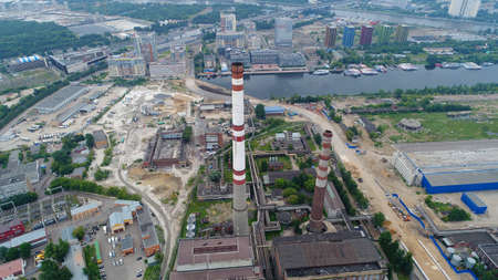 Moscow, Russia, July 30, 2017: Construction of a new road on the territory of the former plant.のeditorial素材