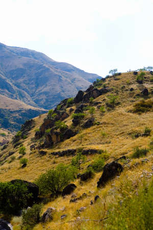 The mountainous terrain of Vardzia and the stones. Georgia.の写真素材