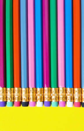 Multicolored stripes of colored pencils close-up. Abstraction.の写真素材