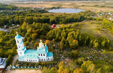 Church of Saints Boris and Gleb in the Vladimir region. Aerial photography.の写真素材