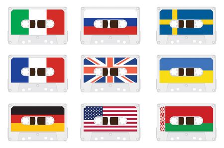 Audio cassette with flags. Vectorのイラスト素材