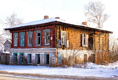 the broken Old merchant house in Russiaの写真素材