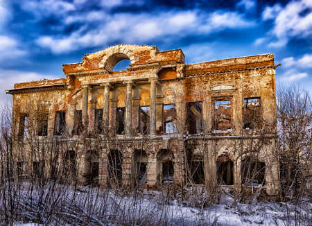 the broken Old noble house in Russiaの写真素材