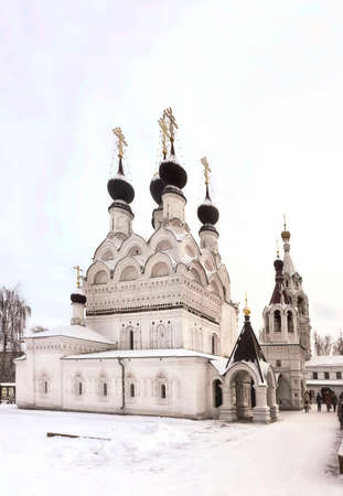 main church of the orthodox monastery in the winterの写真素材