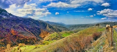 Caucasian mountains on a sunny spring day