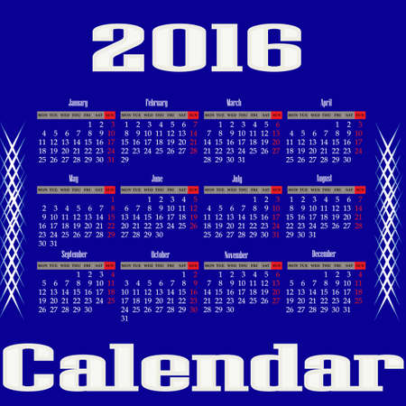 Calendar for 2016 yearのイラスト素材