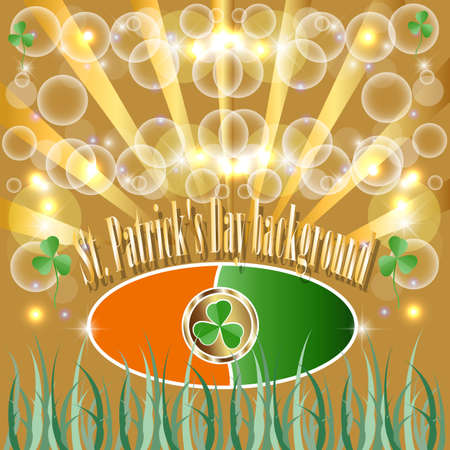 St Patrick Put, the Clover, Good luck, Traditionally Irish, Gold, the Coin, Four, Flora, the Background, the Form of a leaf of a clover.のイラスト素材