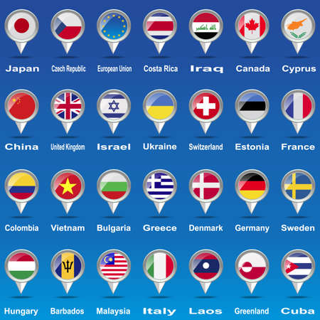 Asia, America, England, Atlas, Africa, East, Geography, Badge, India, Canada.のイラスト素材