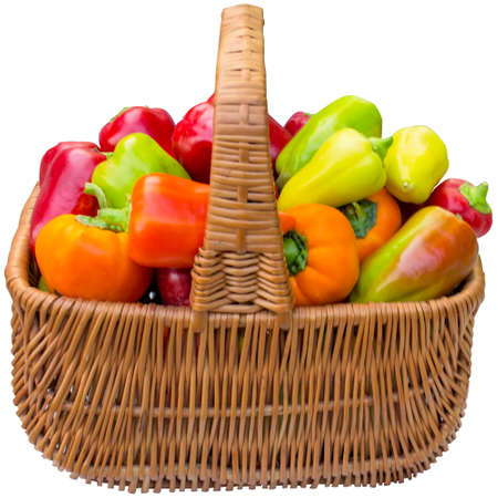 Paprika, garden, bio, basket, fresh, market, green, row, stall,  supermarket.の写真素材