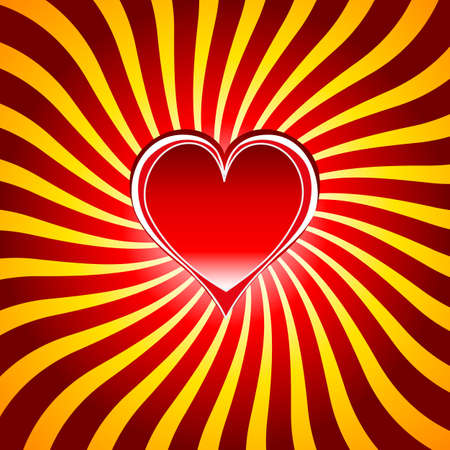 Red heart symbols the sign of love and valentine's day on sunburst backgrounds.のイラスト素材