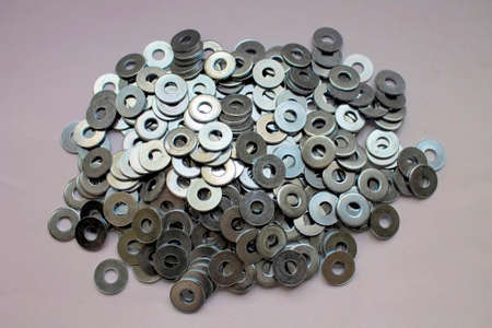 Steel flat washer close up.の写真素材