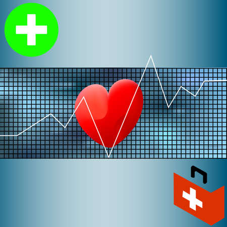 Healthcare vector medical background with white heart cardiogram. Vector cardiology concept with...