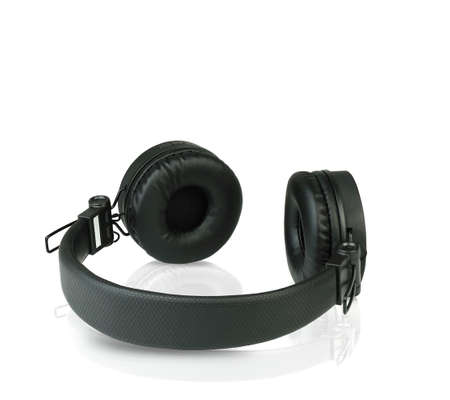Wireless headphones on a white background.の写真素材
