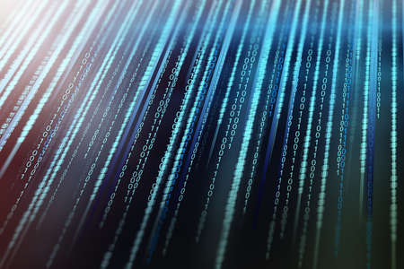 Background of the binary code. Binary code. Numbers, black background, Light.の写真素材