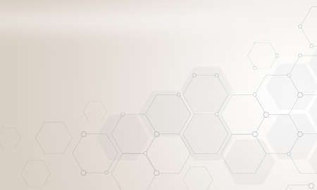 Science network pattern, connecting lines and dots. Technology hexagons structure or molecular connect elements.の写真素材