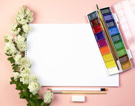 Flowers on a white album. Back to school.