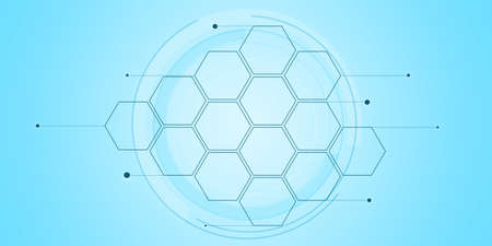 Medical background on a light blue background. Vaccination, technology, medicine. Copy space....