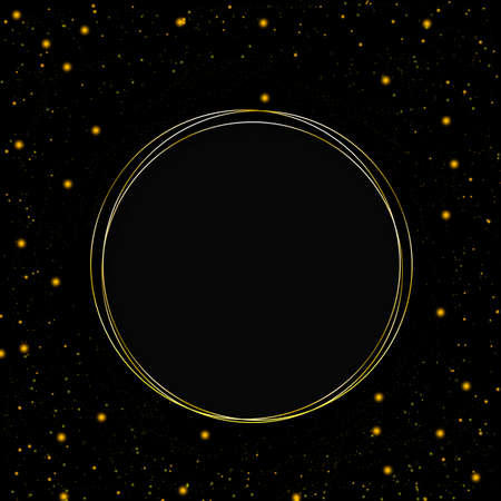 Gold circles on a black background with golden glowing highlights. Crucian Christmas background for...