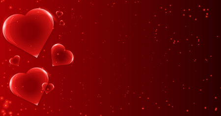Vector valentine, 3D heart on a red background with space for a copy. Illustration for text, Valentines Day, Valentines Day, Mothers Day, March 8. Red background with gradient, blurred lightsのイラスト素材
