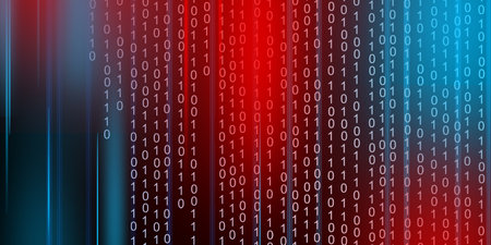 Binary code, new technologies, artificial intelligence with copy space. Digital code on a dark...