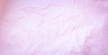 Pink crumpled paper with space for copy, horizontal photo. A beautiful sheet of paper for notes, text, congratulations. Banner with space for text, crumpled paperの写真素材