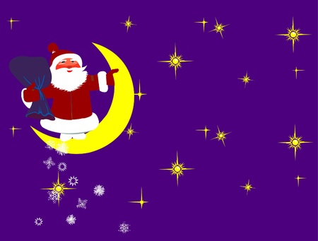 This is illustration Santa Claus and moonのイラスト素材