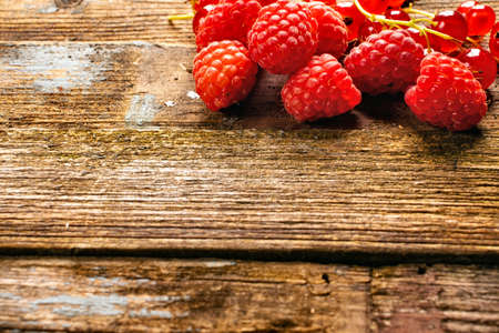 fresh strawberries on wooden tableの写真素材