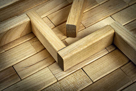 Background texture of wooden blocksの写真素材