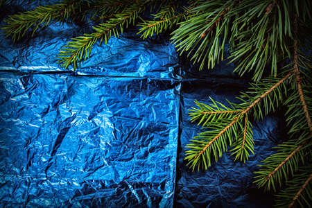 christmas decoration with fir branchesの写真素材