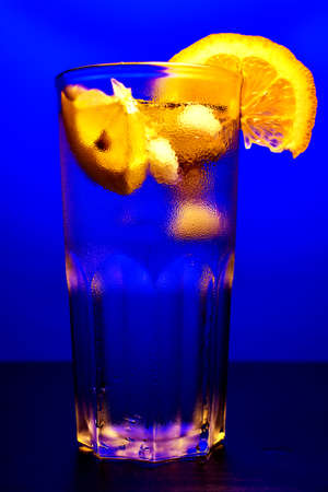 cocktail with ice and lemonの写真素材