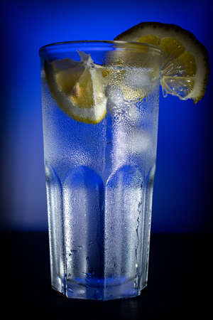 cocktail with ice and lemonの写真素材