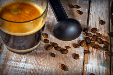 cup of coffee on tableの写真素材