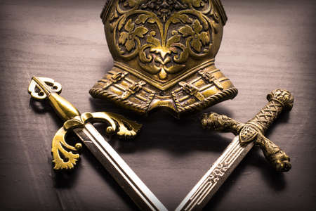 Knight armor on a black backgroundの写真素材
