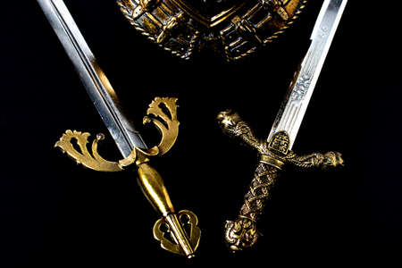 Knight armor on a black backgroundの写真素材