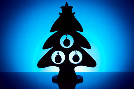 abstract christmas tree on blue backgroundの写真素材