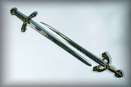 wo Knight sword on a white backgroundの写真素材