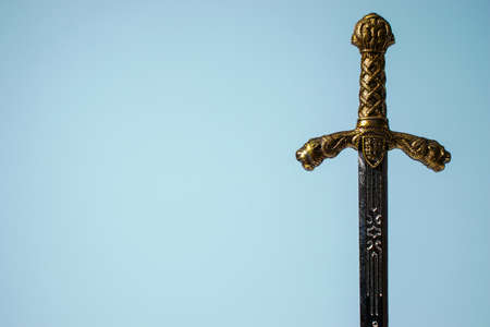 Knight's hilt on a white backgroundの写真素材
