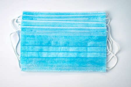 Medical masks on white backgroundの写真素材