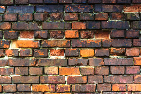 Background reddish brick wall of old building