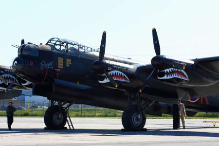 HAMILTON, ONTARIO CANADA - JUNE 15, 2014  Legendary Avro Lancaster Bomber on Organized from Canadian...