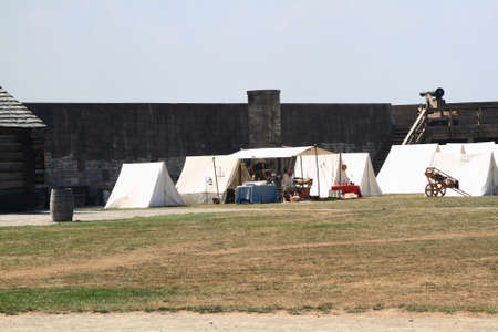 NIAGARA FORT, NY - MAY 30; Inside Fortress of Niagara Fort State Park New York expects visitors for demonstrations (tent camp with medical tent) for celebration of Memorial Day May 30 2016のeditorial素材