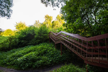 wooden pedestrian bridgeの写真素材