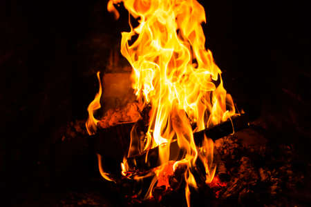 fire in fireplace