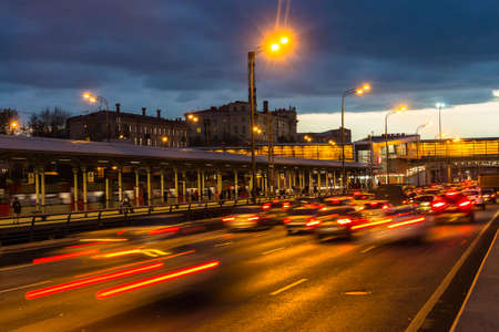 traffic on highway in dusk,の写真素材